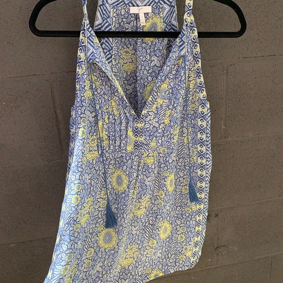Joie Shara Print Silk Tank Blue Yellow White Small - Picture 14 of 15